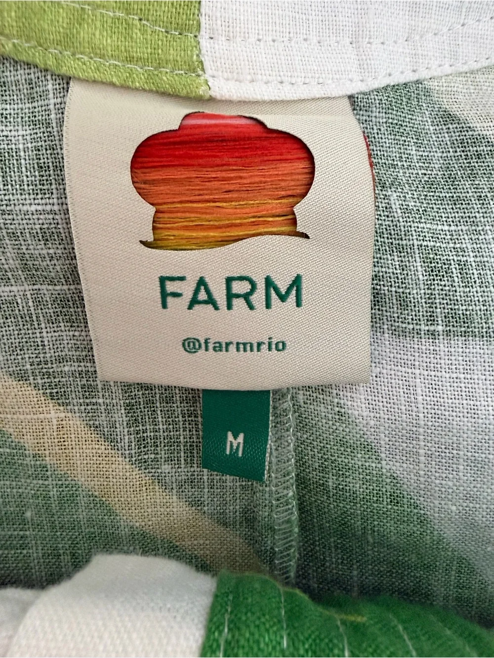 FARM Rio Linen Green & White Floral Button-Front Mini Dress Sz M - Picture 3 of 4